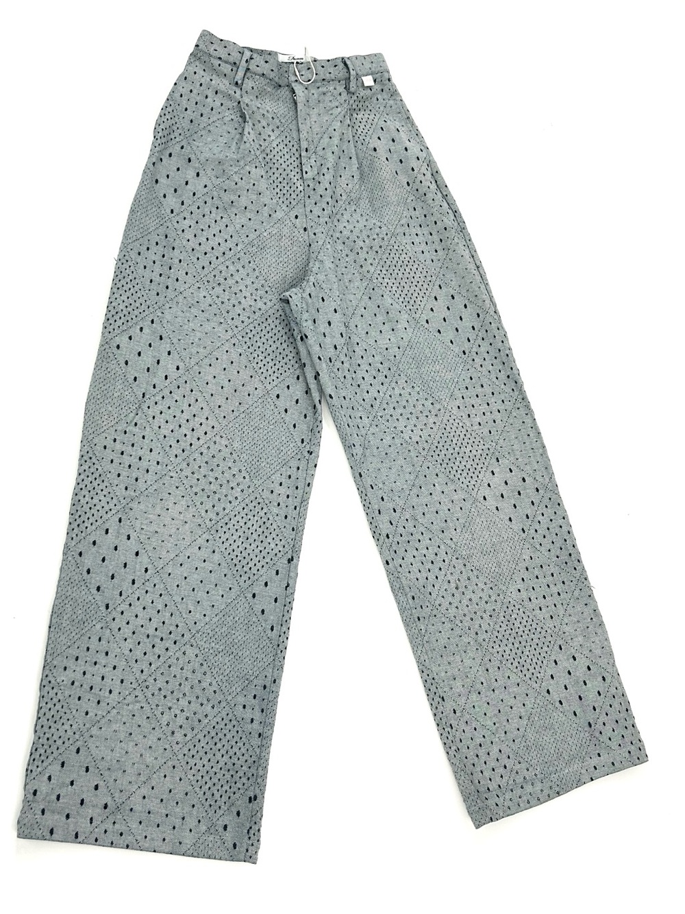 Dumm Bandana Print Wide Leg Pants Grey Black High Rise Size S NWOT
